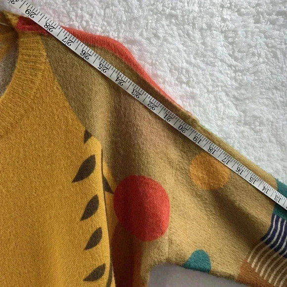 YESNO Wool Blend Womens L Sweater Graphic Oversized Pullover Casual Loose Long S - Picture 8 of 14